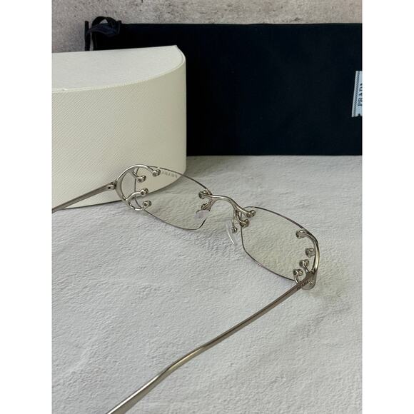 NEW Prada PR C57S Sunglasses in Silver Clear Bluelight $815